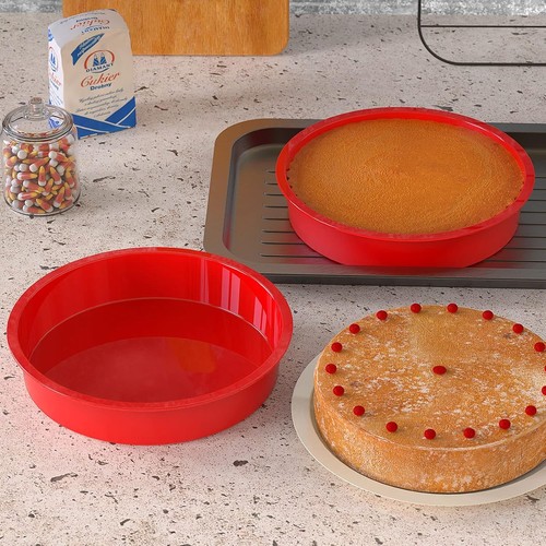 2pk silicone cake tins inch - silicone,